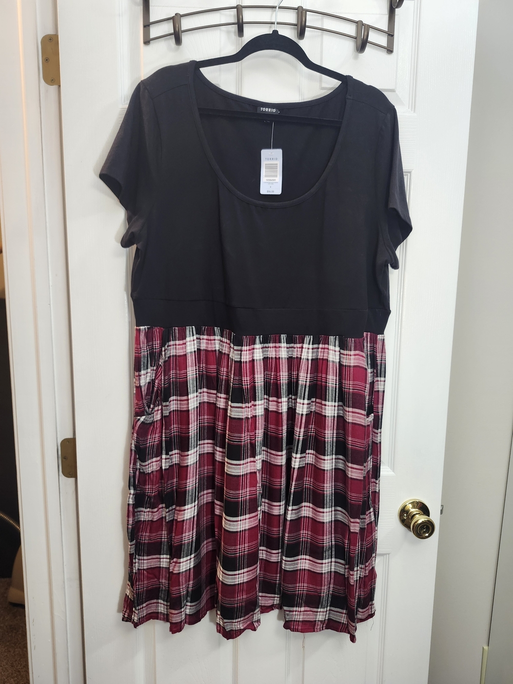 Torrid Black Top with Pink Plaid Skirt Kids Dress, Torrid 3 = 3X, NWT